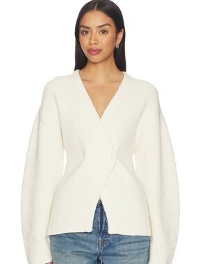 Martine textured wrap knit jacket in cream